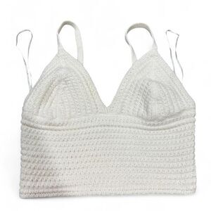 White crochet crop top with adjustable straps